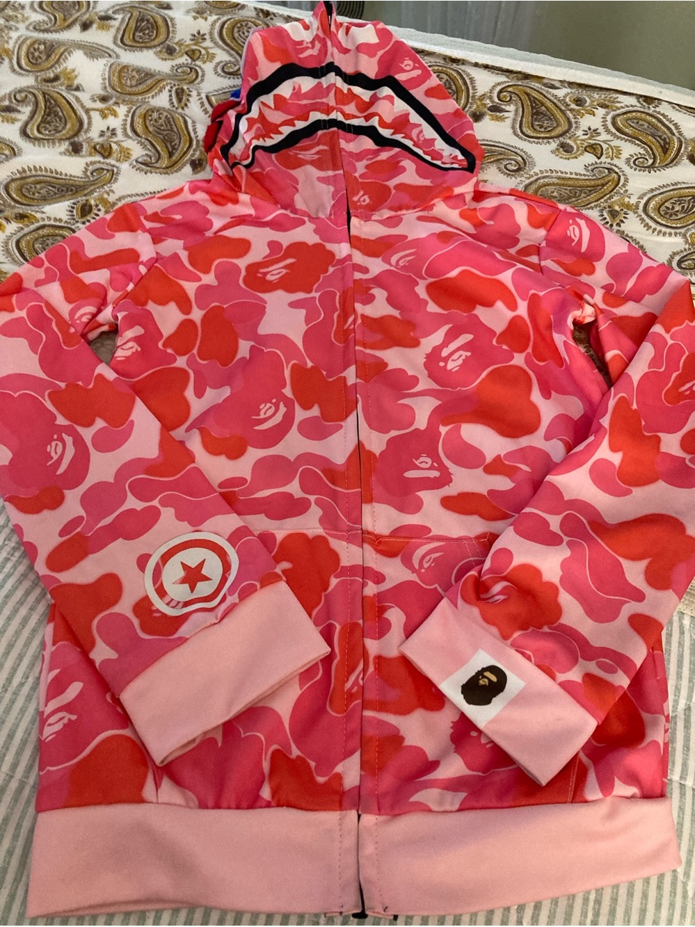 BAPE Pink Camo Shark Full Zip Hoodie Sz Sm